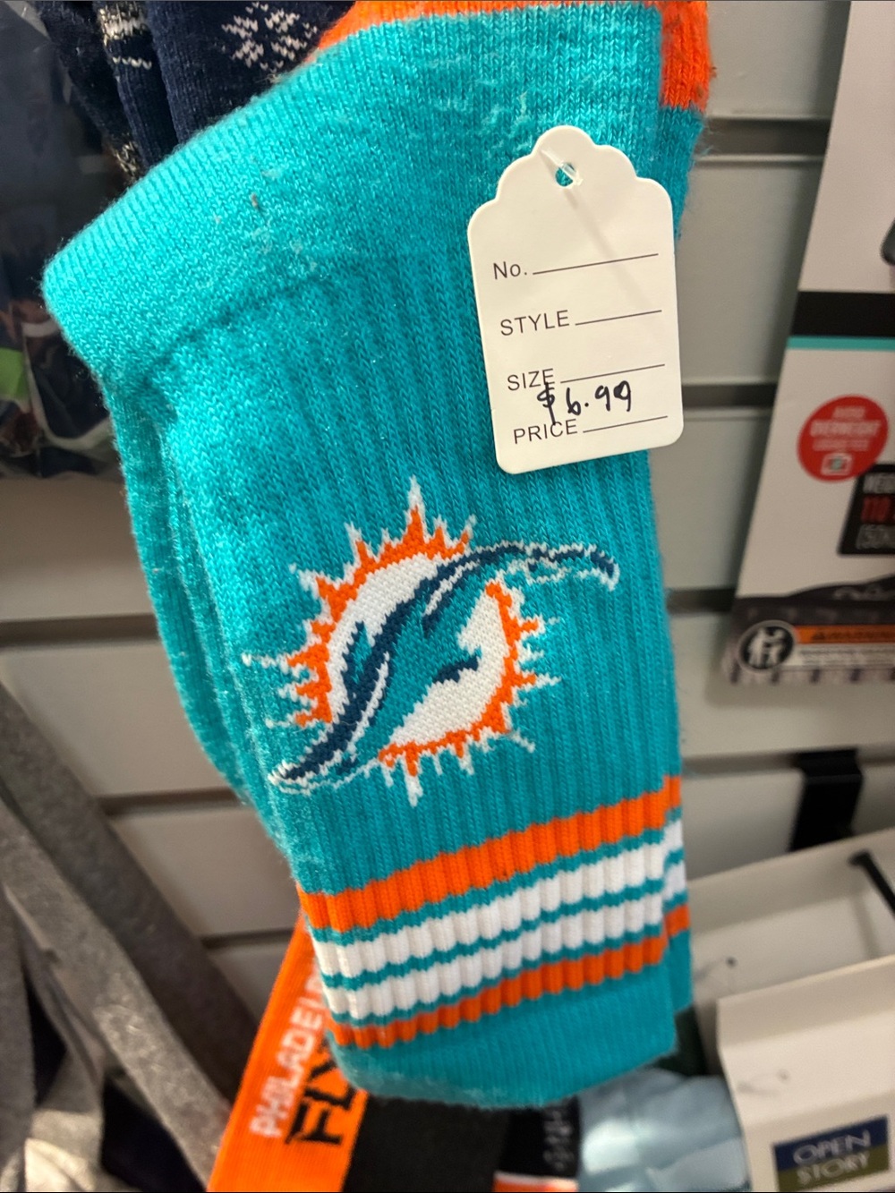 NFL Miami Dolphins Teal Orange Crew Socks